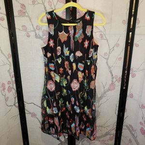 MSK Colorful Embroidered Flower Dress